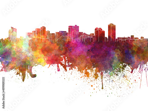 Manila skyline in watercolor on white background