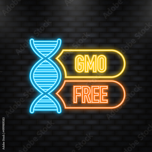 Neon Icon. Flat icon with lactose gluten gmo sugar free. Organic signs. Vector illustration