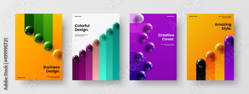 Original realistic balls placard template collection. Amazing poster A4 vector design concept set.