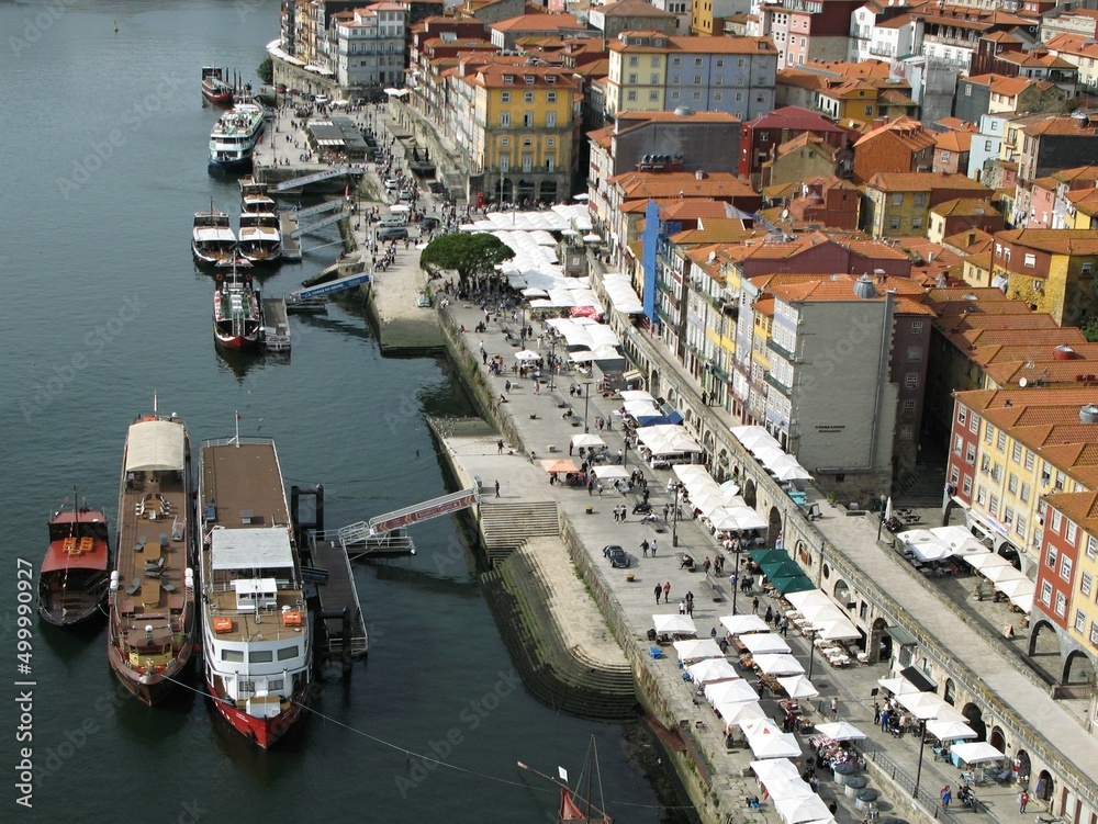 Porto - zona ribeira old town panorama with Douro - Portugal