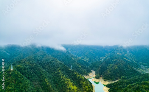Aerial shot of Huangyuan Reservoir in Shangrao photo