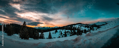Wallpaper Mural sunset in the mountains at sunset with dark clouds and snow Torontodigital.ca