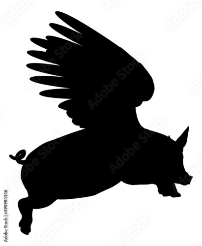 Flying Pig Wings Silhouette Saying Pigs Might Fly