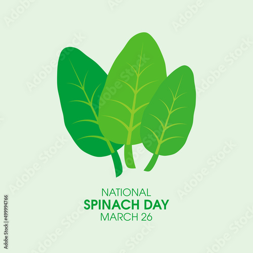 National Spinach Day vector. Bunch of fresh green spinach leaves vector. Spinach Day Poster, March 26. Important day