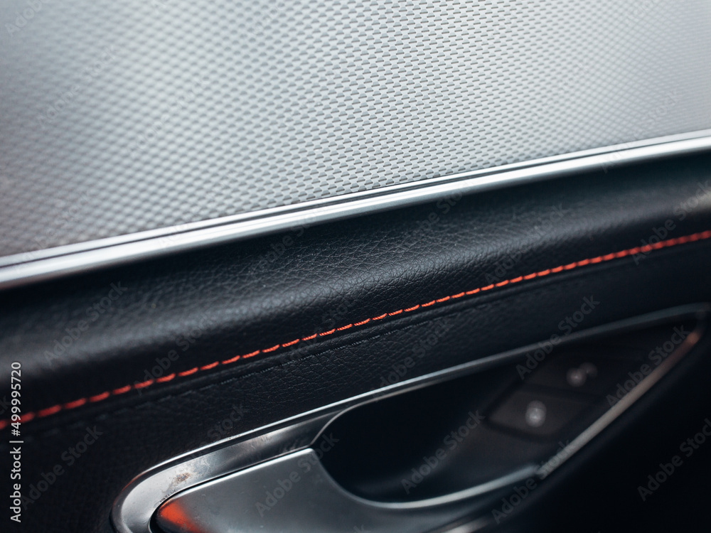 Stitched door panel in a modern car