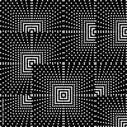 Abstract Monochrome Vector Graphics With Digital Transition Effect Inspired by Brutalist Style