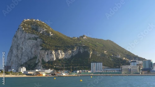 The Rock of Gibraltar from Spain. Blue sky