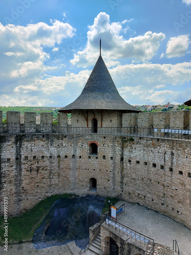 View of the Soroca fortress from the inside. Fortress reconstruction. Old architectural monument from the 15th century. Tourist location of national importance in the north of the republic.