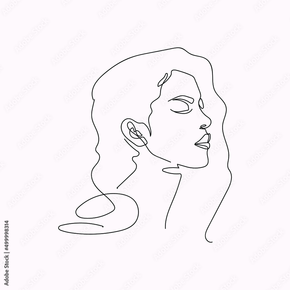 Woman minimal hand-drawn illustration. one-line style drawing Woman minimal hand-drawn illustration. one-line style drawing