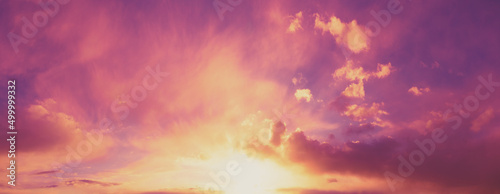 Leinwand Poster Beautiful cloudy sky at sunset