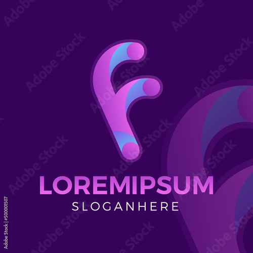 Gradient f logo design template photo