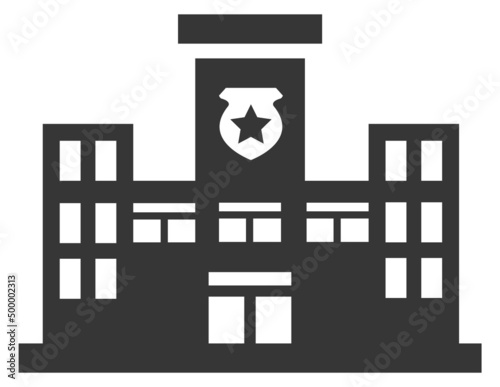 Police department icon. Public service facade symbol