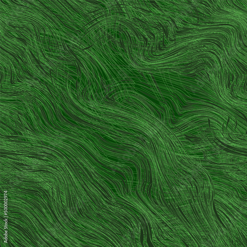 Seamless diagonal pattern with grunge striped wavy elements in green and white colors