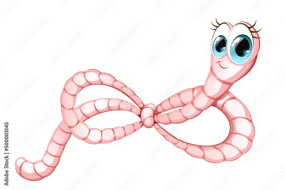 Cute cartoon funny worm girl tied in a bow. Stock Vector Adobe Stock