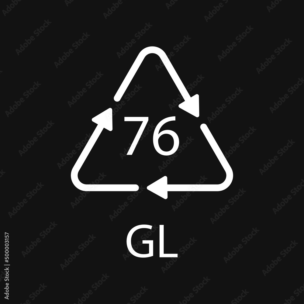 Crystal Glass recycling code 76 GL. Vector illustration Crystal Glass recycling code 76 GL. Vector illustration