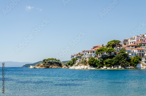 Panorama of the tourist island of Skiathos in Greece. © caocao191