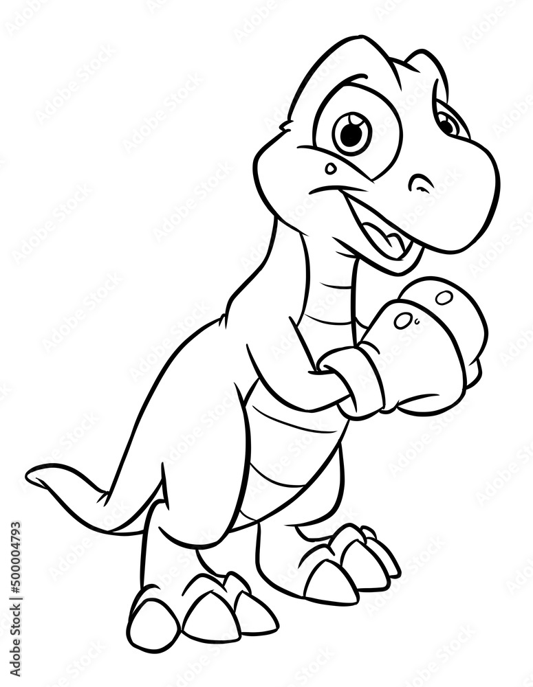 Obraz premium Dinosaur boxer sport animal coloring page cartoon illustration