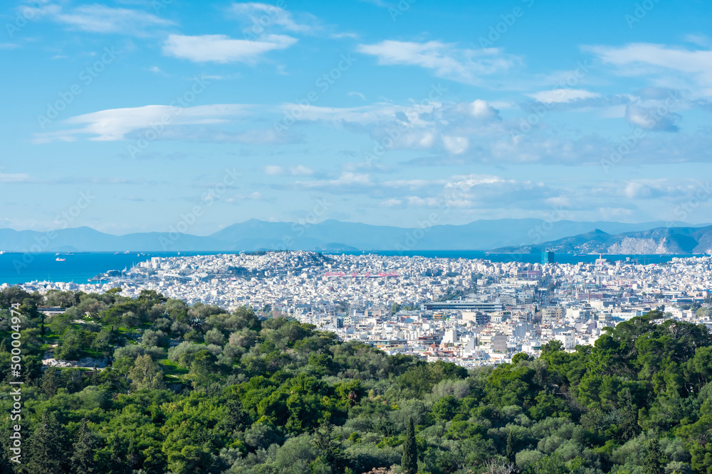 Cityscape of Athens and the Aegean Sea Greece