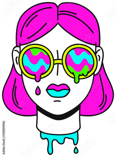 Girl head with rainbow glasses
