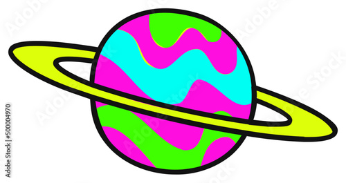 Rainbow Saturn planet