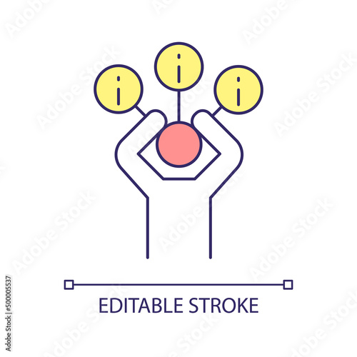 Information overload RGB color icon. Feeling overwhelmed with learning. Getting unprecedented amount of data. Isolated vector illustration. Simple filled line drawing. Editable stroke. Arial font used
