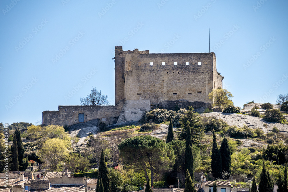 view of the fortified castle of Vaison la Romaine in France