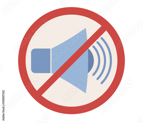 No sound icon. Volume Off symbol. No noise, Silent Sound off sign. Speaker mute. Vector flat illustration