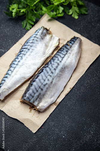mackerel fish fresh seafood healthy meal food diet snack on the table copy space food background pescatarian diet