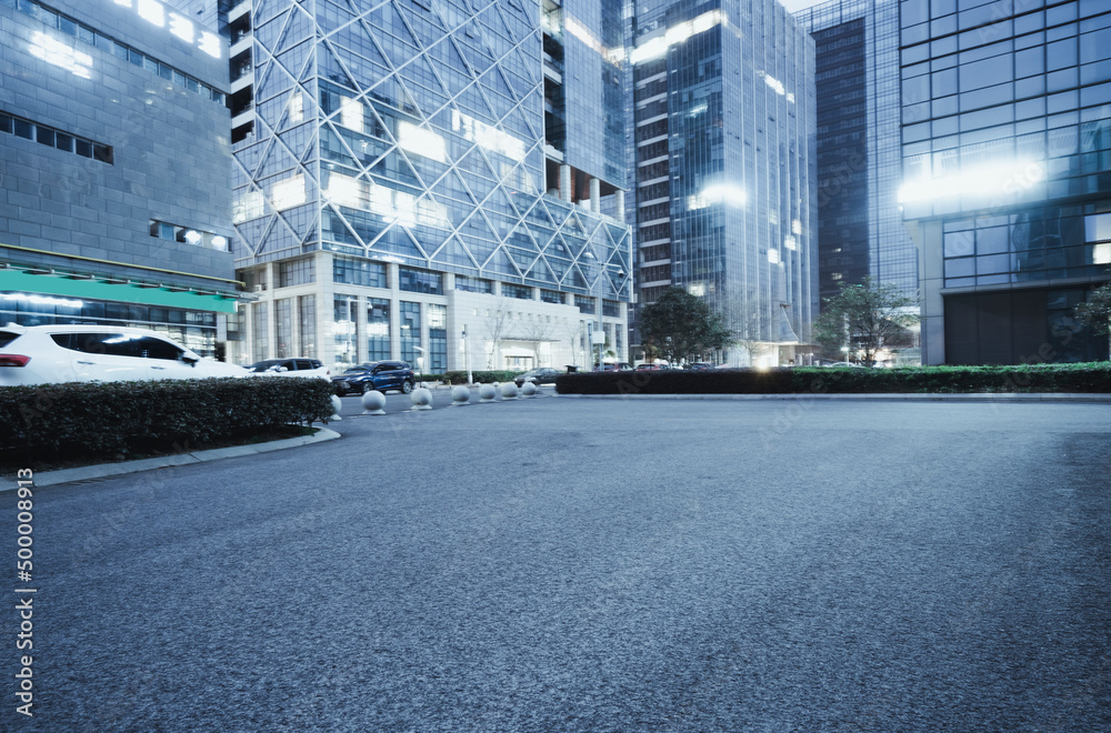 Urban modern commercial buildings and space platforms - background pictures of automobile advertisements