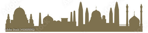 Middle east city silhouette. Arabic urban architecture