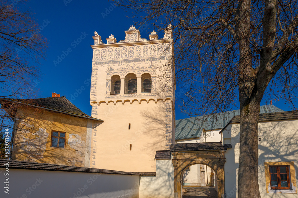 Renaissance bell tower in Kezmarok town, Slovakia, Europe.
