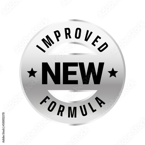 New innovative and improved formula product label packaging vector icon badge