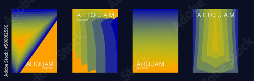 Fluid Minimal Cover. Fortuna Yellow Vintage Design Luxury Abstract Brochure. Liquid Texture for Foil Label. Set of Vector Backgrounds for Business Flyers. 1990 Paper Gradient Backdrop.