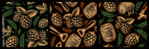 Set of vintage beer backgrounds