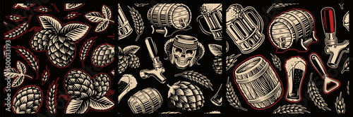 Color vector beer seamless backgrounds