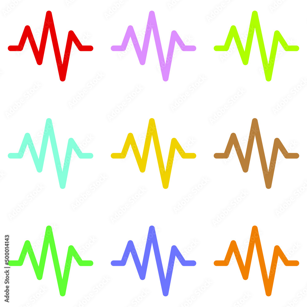 Sound waves music. Set of multicolored sound waves. Audio technology, musical pulse. Icon. Music symbol. Vector illustration. EPS 10. Sound waves music. Set of multicolored sound waves. Audio technology, musical pulse. Icon. Music symbol. Vector illustration. EPS 10.