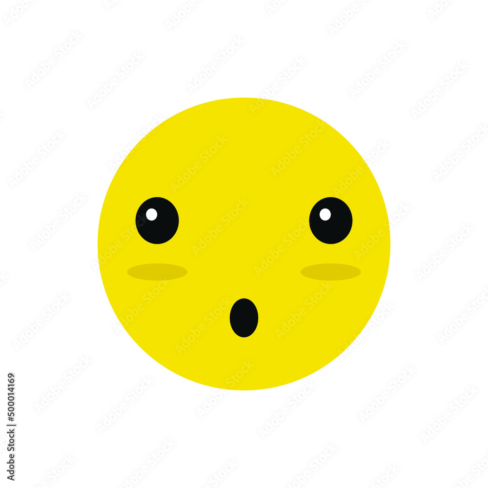 Fototapeta premium Emoji. Yellow emoji. Surprised emoji. Icon. White background. Vector illustration. EPS 10.