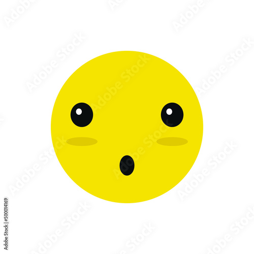 Emoji. Yellow emoji. Surprised emoji. Icon. White background. Vector illustration. EPS 10.