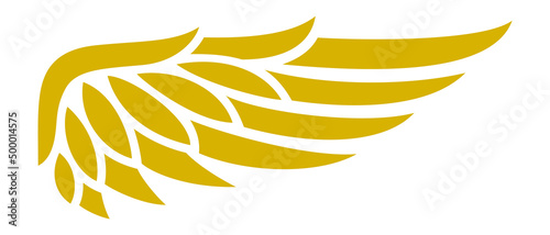 Eagle wing. Golden bird feathers. Angel sign
