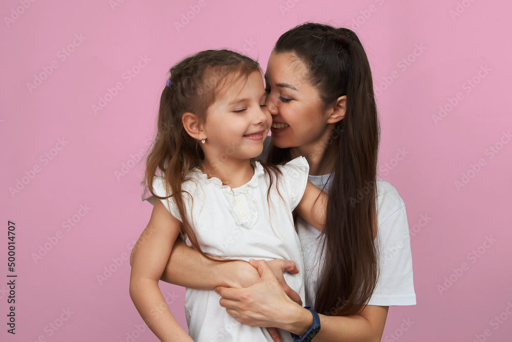 Happy woman and child girl 5-6 years old having fun Happy woman and child girl 5-6 years old having fun
