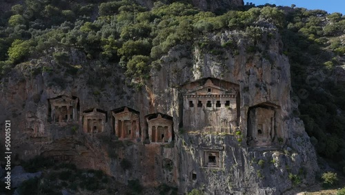 Caunos Tombs of the Kings. The group of six rock-cut tombs, including the largest, unfinished one have been borne dumb witnesses to the events throughout the past thousands of years. photo