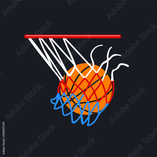 net cut illustration with basketball vector