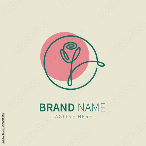 rose logo. flower illustration in line art style vector