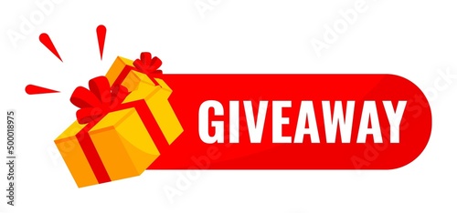 Giveaway vector lettering. Giveaway banner for social media contests and special offer. Vector stock illustration. Gift box vector illustration