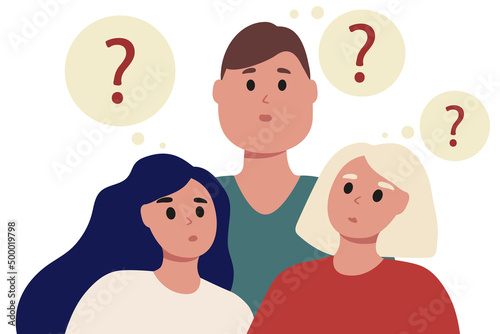 Group of people are wondering. Modern flat style vector illustration.