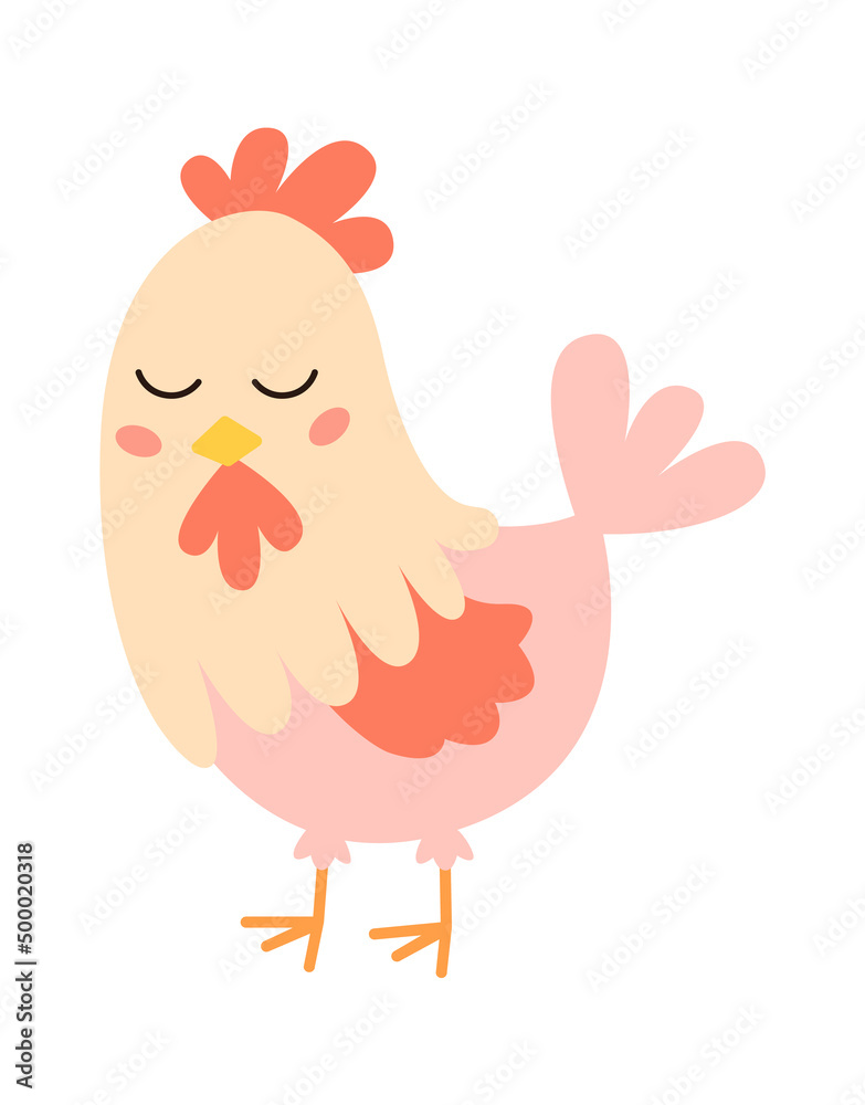 Cartoon chicken. Farm animal. Vector illustration