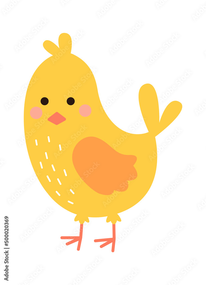 Cartoon childish Chick. Farm animal. Vector illustration
