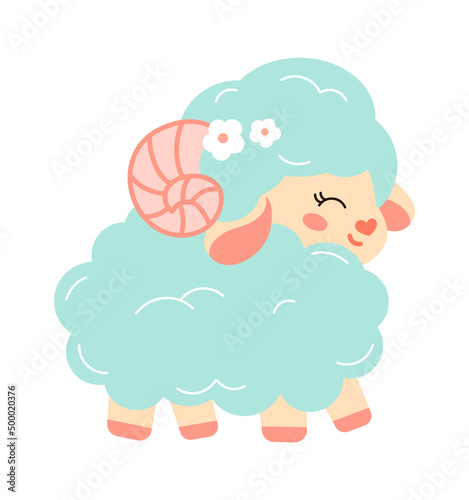 Cartoon childish lamb. Farm animal. Vector illustration
