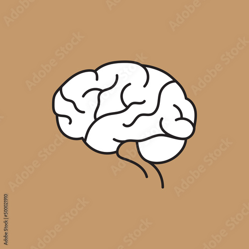 Human brain vector illustration isolated on a brown background. Medical anatomy mind sign