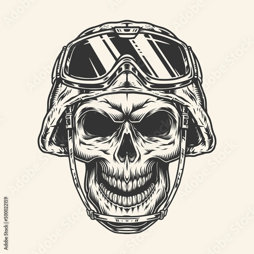 Soldier skull vintage monochrome element